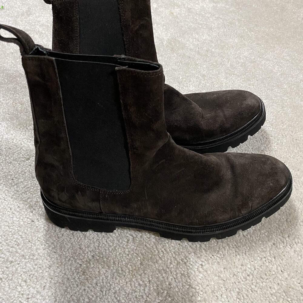 Koio Chelsea Boots Mens Size 11 Brown Suede Lug Sole Made Italy Ankle Pull On